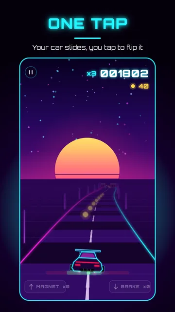 One tap: the car slides, you tap to flip it